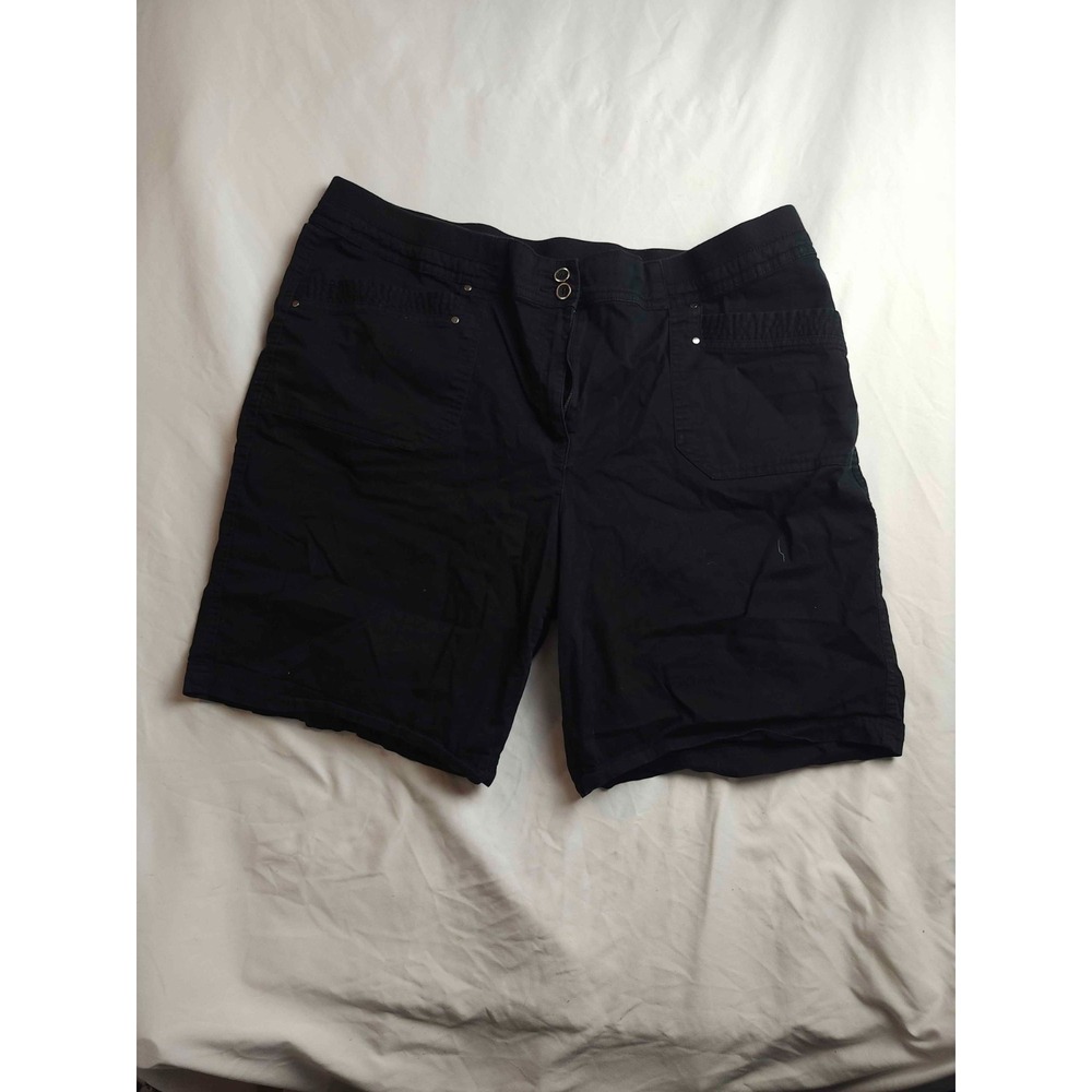 Karen Scott Shorts Womens Size 18W Black Chino Flat Front Casual Pockets Preppy